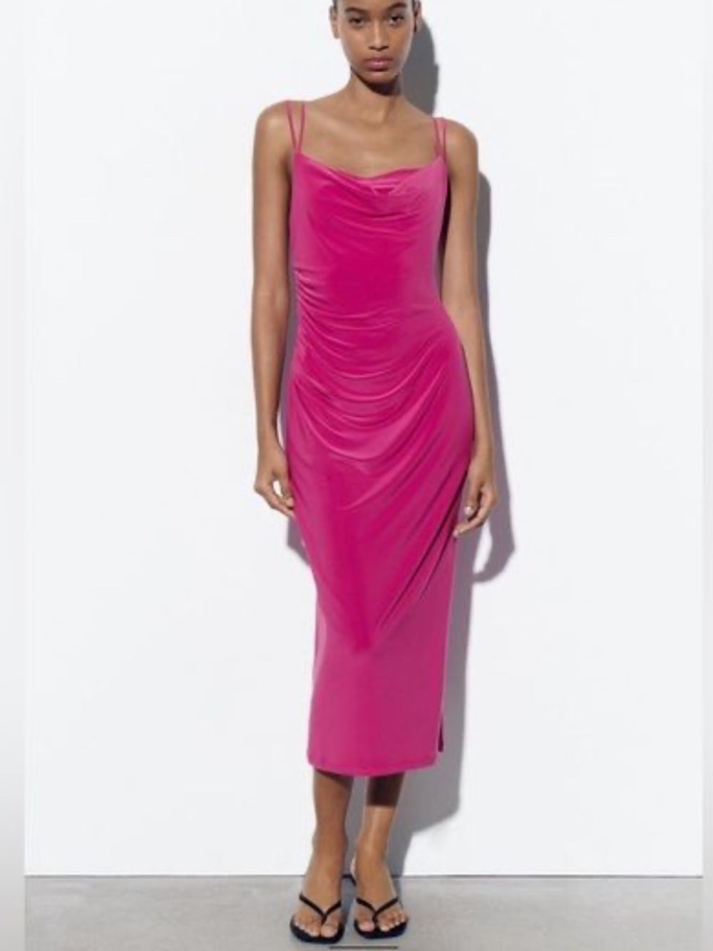 Zara Strapless Draped Slip Dress in Magenta